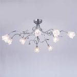 Φωτιστικό οροφής 9 φώτα κλαδί με διακοσμητικά φύλλα σε απόχρωση χρώμιο