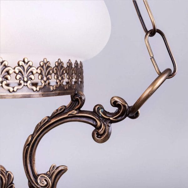 Φωτιστικό κρεμαστό κλασσικό μονόφωτο οξυντέ με ταγιέ γυαλί - Image 2