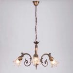 Φωτιστικό Κρεμαστό Κλασσικό 3 Φώτα Οξυντέ Μπρονζέ