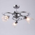 Φωτιστικό Οροφής 3 φώτα με διακοσμητικά φύλλα σε απόχρωση χρώμιο