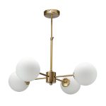 Κρεμαστό φωτιστικό από χρυσό ματ μέταλλο και λευκή οπαλίνα (5316-4)