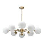 Κρεμαστό φωτιστικό από χρυσό ματ μέταλλο και λευκή οπαλίνα (5316-8)