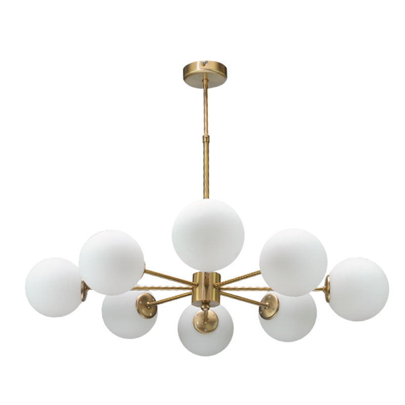 5316-8 Κρεμαστό φωτιστικό από χρυσό ματ μέταλλο και λευκή οπαλίνα (5316-8) - Image 1