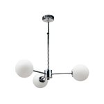 Κρεμαστό φωτιστικό από χρώμιο μέταλλο και λευκή οπαλίνα (5321-3)