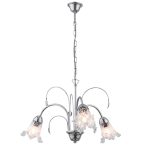 Φωτιστικό κρεμαστό 3 φώτα με διακοσμητικά φύλλα σε απόχρωση χρώμιο