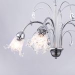 Φωτιστικό κρεμαστό 5 φώτα με διακοσμητικά φύλλα σε απόχρωση χρώμιο - Image 2