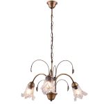 Φωτιστικό κρεμαστό 3 φώτα με διακοσμητικά φύλλα σε απόχρωση οξυντέ