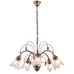 Φωτιστικό κρεμαστό 5 φώτα με διακοσμητικά φύλλα σε απόχρωση οξυντέ