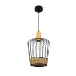 Κρεμαστό μονόφωτο συρμάτινο με σχοινί D26cm σε μαύρο χρώμα 4025-A