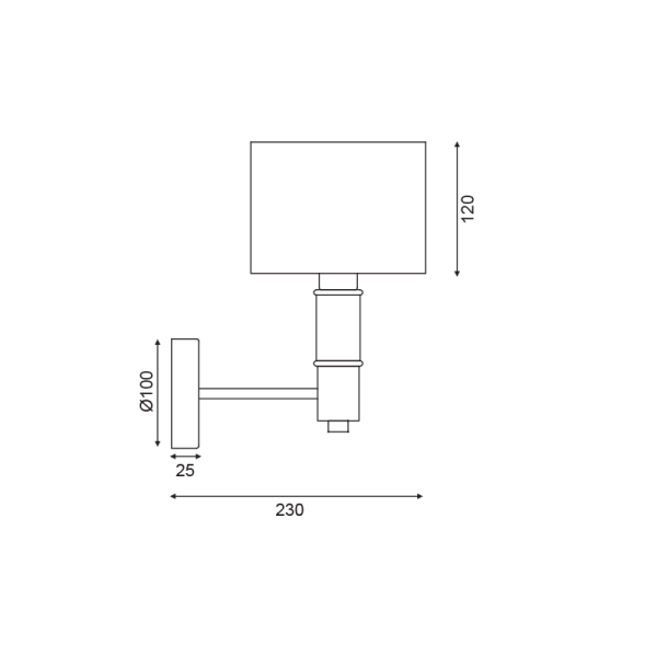 ΕΠΙΤΟΙΧΟ ΦΩΤΙΣΤΙΚΟ 1ΧΕ14 ΧΡΥΣΟ/ΜΑΥΡΟ ΜΕΤΑΛΛΙΚΟ+ΛΕΥΚΟ ΑΜΠΑΖΟΥΡ 23X16X29CM  MIZAR - Image 2