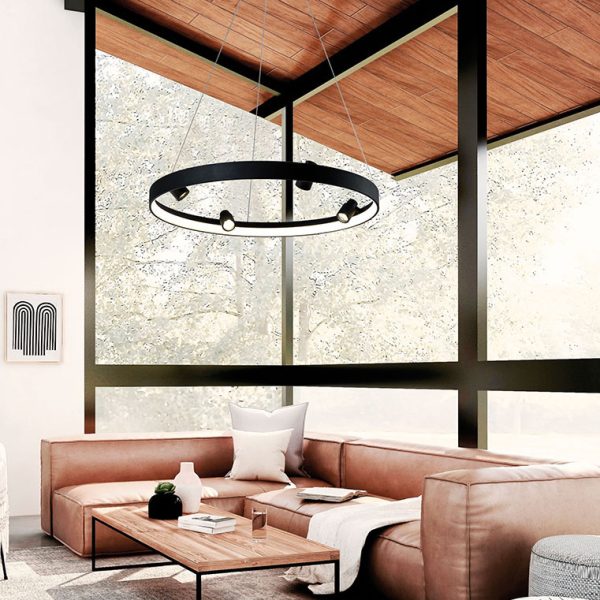 Κρεμαστό Φωτιστικό LED 40W 3000K Κύκλος με Σποτ Denis - Image 2