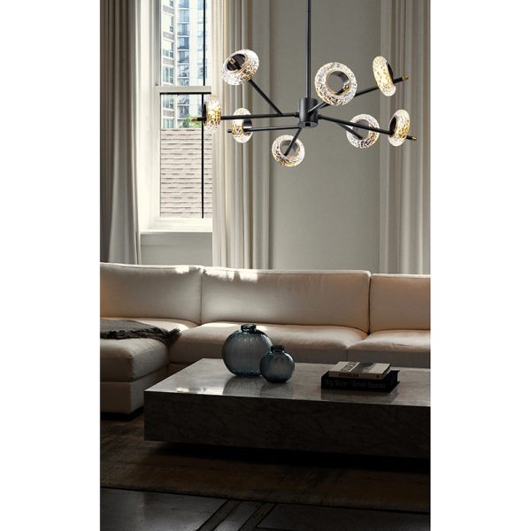 Κρεμαστό Φωτιστικό LED 40W D66cm 8/Φωτο Μαύρο Gretta - Image 2