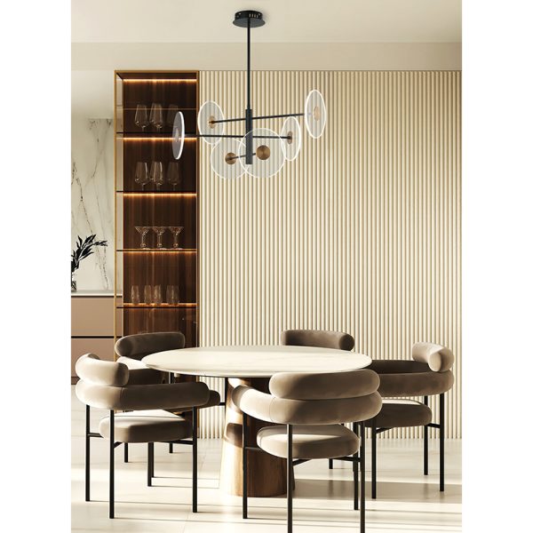 Κρεμαστό Φωτιστικό LED 6/Φωτο Μαύρο - Χρυσό Sun - Image 2