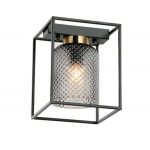 Φωτιστικό Οροφής με ανάγλυφο φυμέ γυαλί μαύρο χρώμα Zac