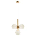Φωτιστικό Κρεμαστό 4Φώτα Οπάλ Μπάλα Χρυσό Jolin