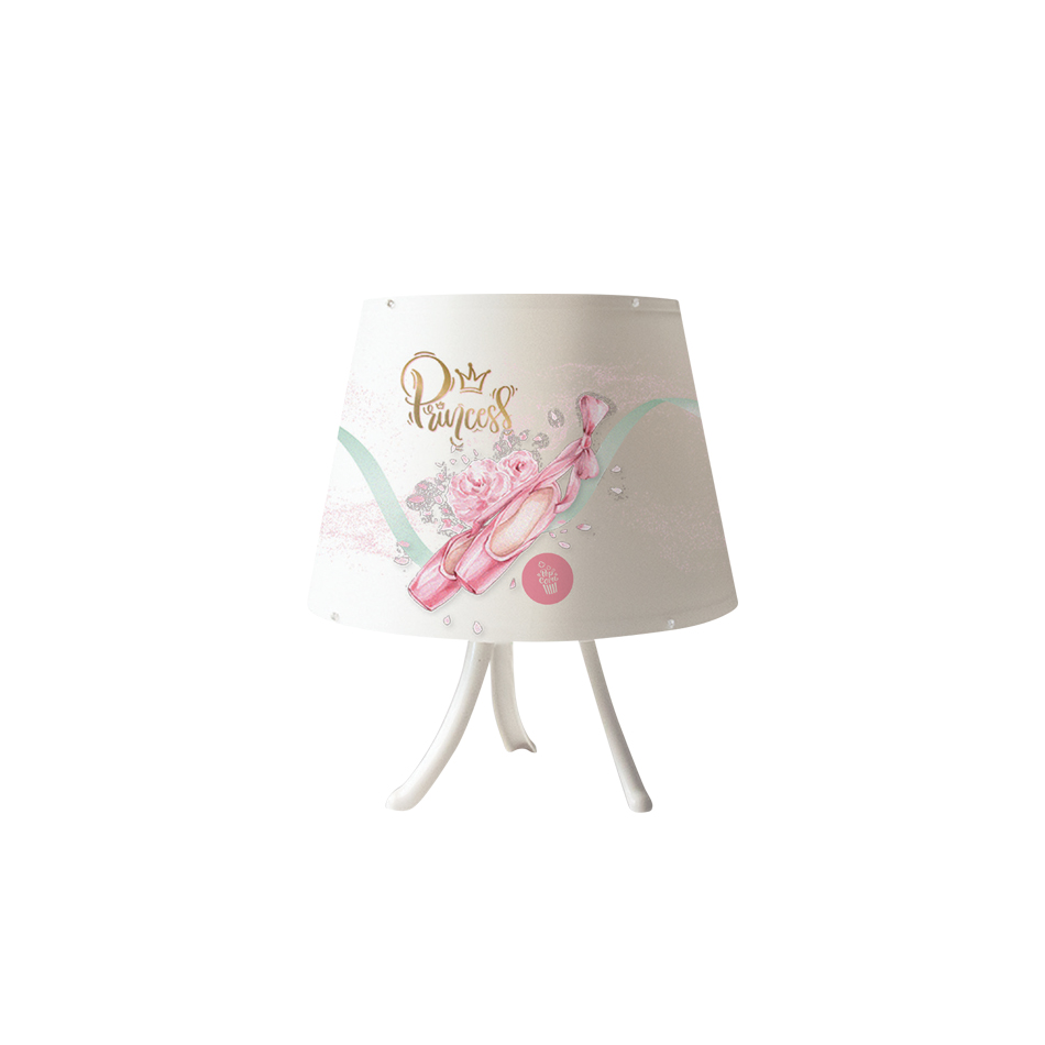 3027 Επιτραπέζιο φωτιστικό από λευκό μέταλλο και καπέλο D:30cm (3027) - Image 1