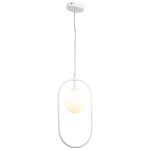 Κρεμαστό φωτιστικό σε λευκή απόχρωση και λευκή οπαλίνα 1XG9 D:40cm (4050-WH)