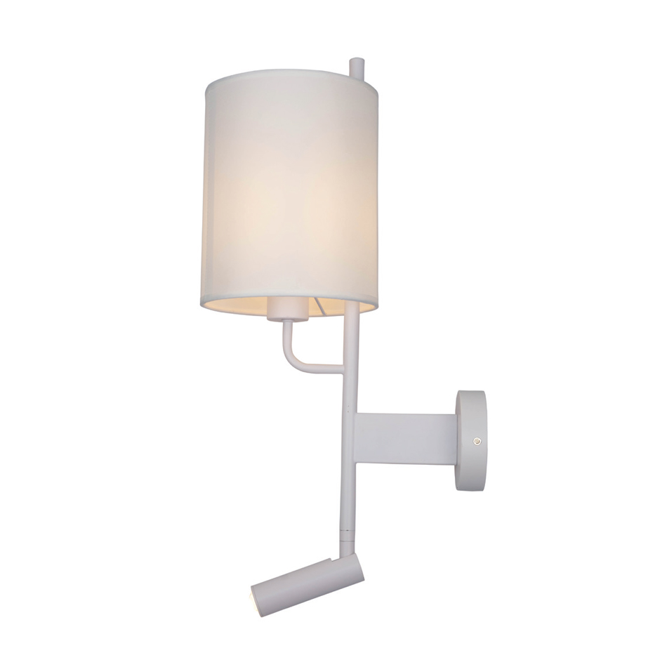 43028-WH Επιτοίχιο φωτιστικό LED 3W 3000K και 1ΧΕ27 σε λευκή απόχρωση με υφασμάτινο καπέλο (43028-WH) - Image 1