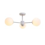 Κρεμαστό φωτιστικό από λευκό μέταλλο και λευκή οπαλίνα 3XG9 D:50cm (5013-3)