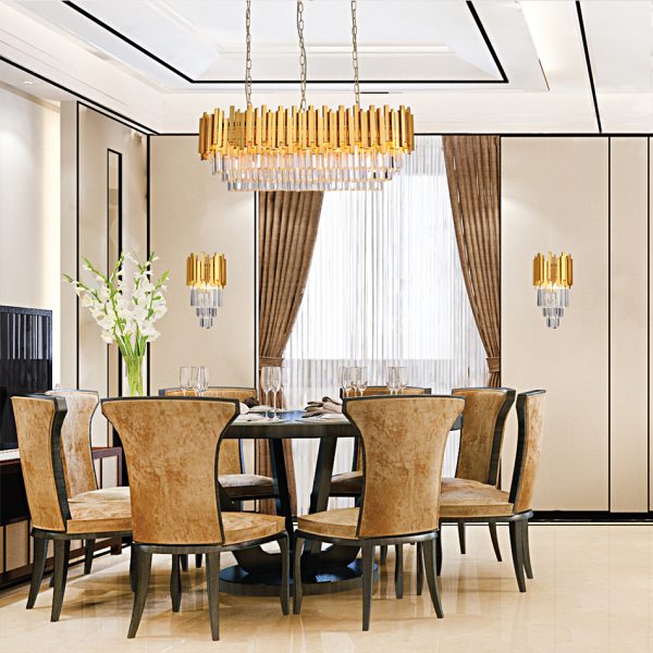 Κρεμαστό φωτιστικό 12Φ ράγα χρυσαφί με κρύσταλλα (6069-12) - Image 3