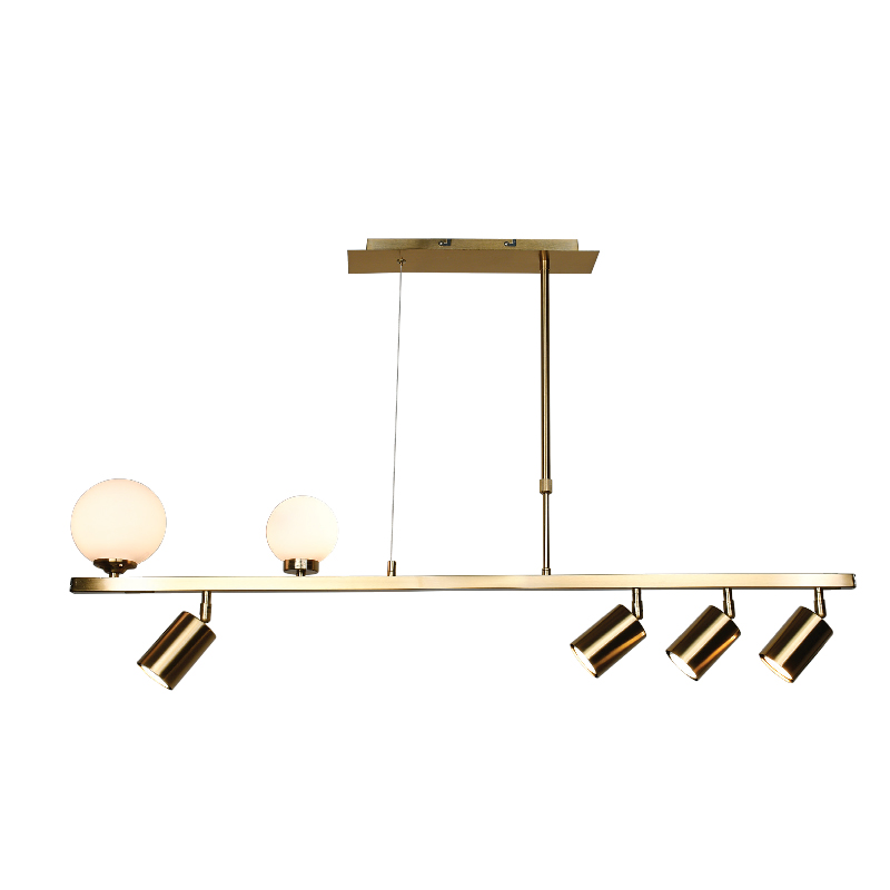 6191-GL Κρεμαστό φωτιστικό από χρυσαφί μέταλλο και λευκή οπαλίνα 2XG9 και 4XGU10 D:110cm (6191-GL) - Image 1