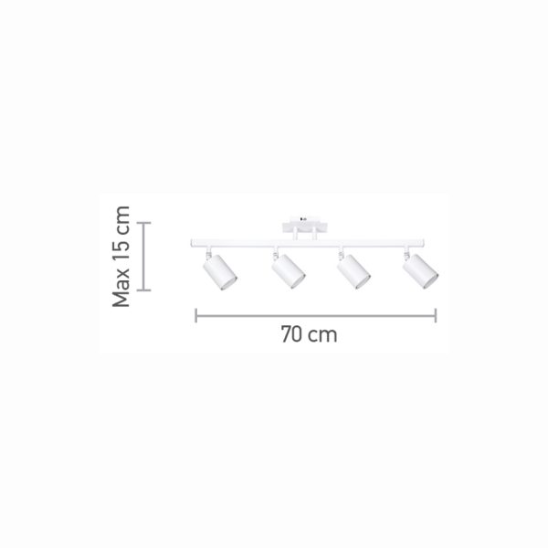 Επιτοίχιο σποτ από μέταλλο σε λευκή απόχρωση 4XGU10 D:70cm (9086-4) - Image 2