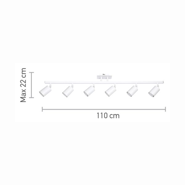 Επιτοίχιο σποτ από μέταλλο σε λευκή απόχρωση 6XGU10 D:110cm (9086-6) - Image 2