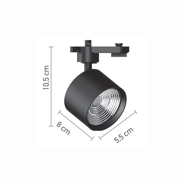Σποτ Ράγας Μαύρο LED 10W 3000K D:5,5cmX10,5cm (T00501-BL) - Image 2