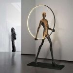 Φωτιστικό LED 80W δαπέδου από ρητίνη και αλουμίνιο με ασύρματο χειριστήριο