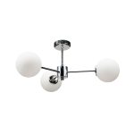 Φωτιστικό οροφής από χρώμιο μέταλλο και λευκή οπαλίνα 3XG9 D:45cm (5014-3)