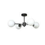 Φωτιστικό οροφής από μαύρο μέταλλο και λευκή οπαλίνα 4XG9 D:50cm (5016-4)