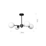 Φωτιστικό οροφής από μαύρο μέταλλο και λευκή οπαλίνα 4XG9 D:50cm (5016-4) - Image 2