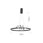 Κρεμαστό φωτιστικό LED 44W 3CCT (by switch on base) σε μαύρο χρώμα D:60cm (6076-BL) - Image 2