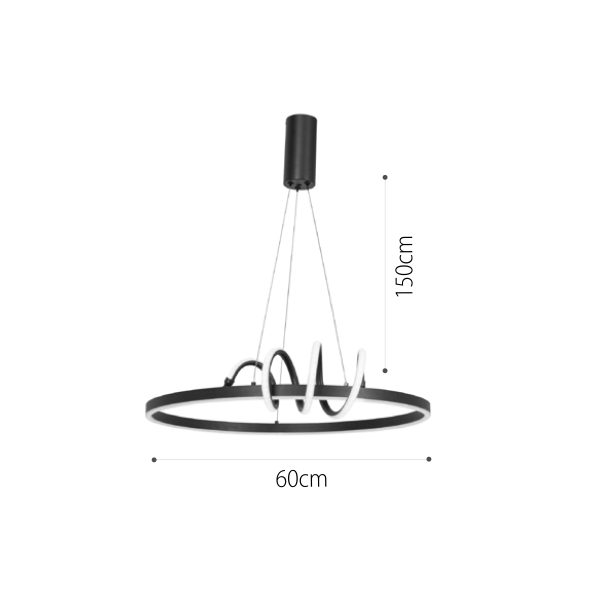 Κρεμαστό φωτιστικό LED 44W 3CCT (by switch on base) σε μαύρο χρώμα D:60cm (6076-BL) - Image 2