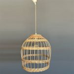 Κρεμαστό φωτιστικό μονόφωτο πλεκτό D41cm από ρατάν σε φυσικό χρώμα