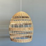 Κρεμαστό φωτιστικό μονόφωτο πλεκτό D50cm από ρατάν σε φυσικό χρώμα