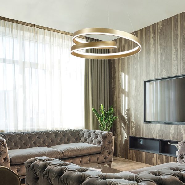 Κρεμαστό Φωτιστικό Led 59W 3000K D60cm Χρυσό Capri 4291301 - Image 2