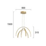 Κρεμαστό Φωτιστικό Led 41W 3000K Χρυσό D60cm Megan 4303200 - Image 3