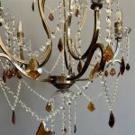 Φωτιστικό κρεμαστό 5 φώτα πολυέλαιος ορειχάλκινος σε οξυντέ με κρύσταλλα - Image 2