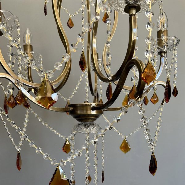 Φωτιστικό κρεμαστό 5 φώτα πολυέλαιος ορειχάλκινος σε οξυντέ με κρύσταλλα - Image 2