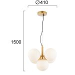 Κρεμαστό Φωτιστικό 5φωτο Ε14 Χρυσό με οπαλ μπάλες Nefeli - Image 3