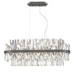 Κρεμαστό Φωτιστικό Ράγα 8Φ Κρυστάλλινο L81cm Ασημί Αντικέ Χρώμα Veronica