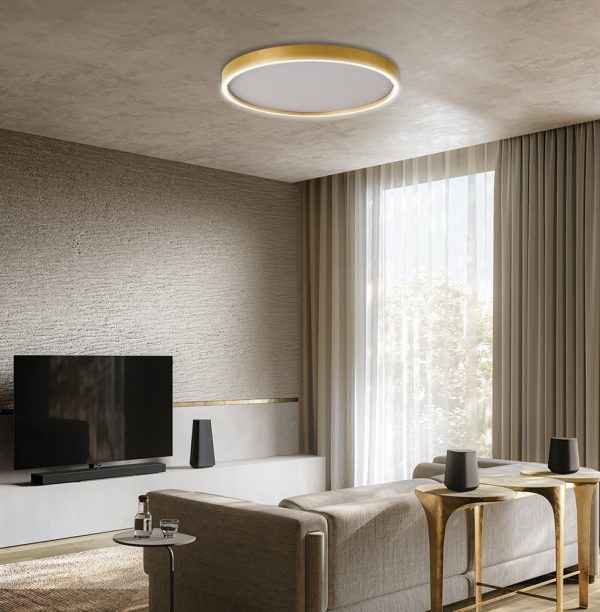 Φωτιστικό Οροφής LED 38W 1530Lm 3000K/4000Κ CCT Χρυσό D:500 Vanessa - Image 2