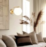 Επίτοιχο Φωτιστικό Απλίκα χρυσή με οπαλ μπάλα Nefeli - Image 2