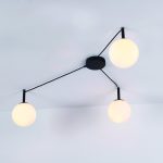 Φωτιστικό οροφής 3xE14 TIRAMOLLA ΜΑΥΡΟ ΜΕΤΑΛΛΟ ΛΕΥΚΟ ΓΥΑΛΙ 78Χ72Χ32CM