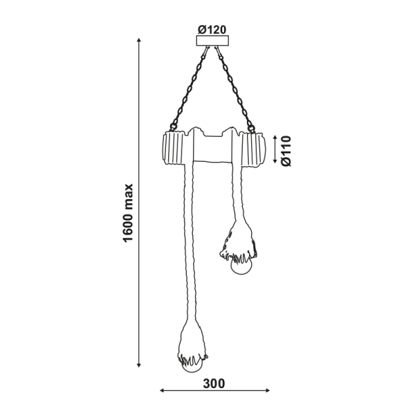 ΚΡΕΜΑΣΤΟ ΦΩΤΙΣΤΙΚΟ 2ΧΕ27 BAMBOO+ΣΧΟΙΝΙ 11Χ30ΧΗ160CM max. MERLIN - Image 2