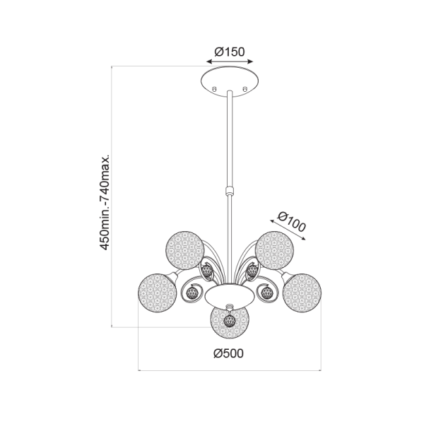 ΚΡΕΜΑΣΤΟ ΦΩΤΙΣΤΙΚΟ 5XG9 ΚΡΥΣΤΑΛΛΙΝΕΣ ΜΠΑΛΕΣ SKYLAR - Image 2