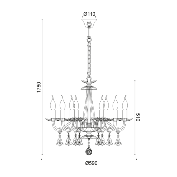 ΚΡΕΜ Φ/Σ 8ΧΕ14 ΣΑΜΠΑΝΙΖΕ ΚΡΥΣΤΑΛΛΟ+ΧΡΥΣΟ ΜΕΤΑΛΛΟ Φ59ΧΗ178CM LOMPELIA - Image 2