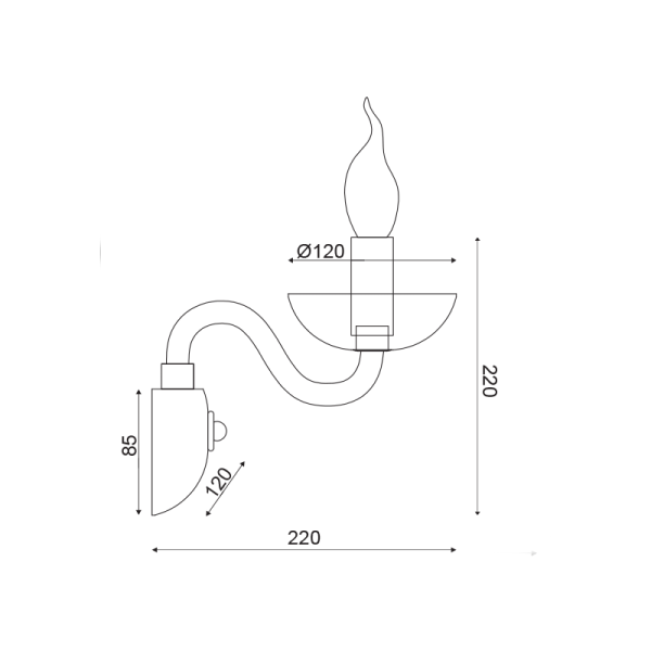 ΕΠΙΤΟΙΧΟ ΦΩΤΙΣΤΙΚΟ  1ΧΕ14 COGNAC ΚΡΥΣΤΑΛΛΟ+ΧΡΩΜΙΟ ΜΕΤΑΛΛΟ 22X30CM LUNARIA - Image 2