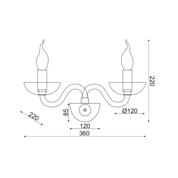 ΕΠΙΤΟΙΧΟ ΦΩΤΙΣΤΙΚΟ  2ΧΕ14 COGNAC ΚΡΥΣΤΑΛΛΟ+ΧΡΩΜΙΟ ΜΕΤΑΛΛΟ 40X30CM LUNARIA - Image 2